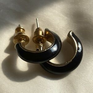 Vintage | Black and Gold Hoop Earrings Mini